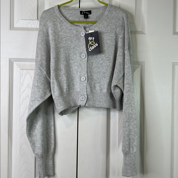 Art Class Girl's Light Gray Button-Front Sweater Size S (6/7) - Picture 3 of 7
